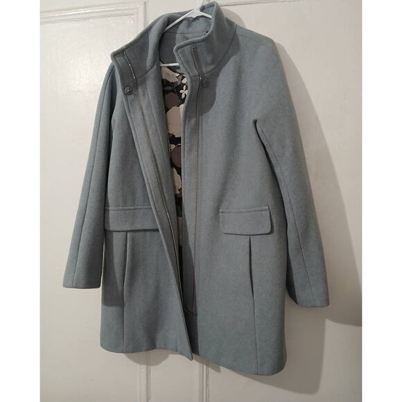 Vince Camuto Womens xl mockneck pea coat wool baby blue full zip in front - Picture 3 of 8